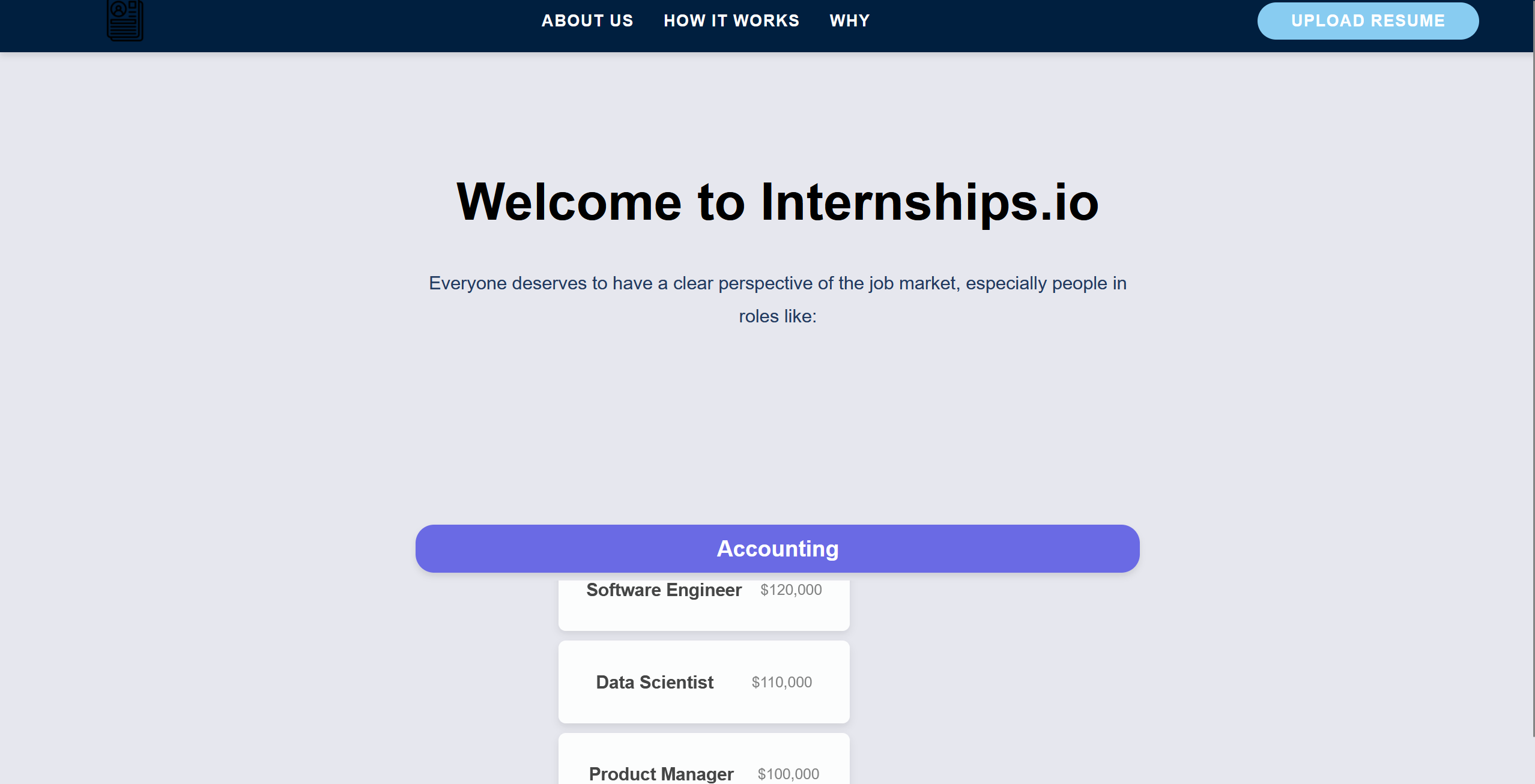 Matches.io home screen